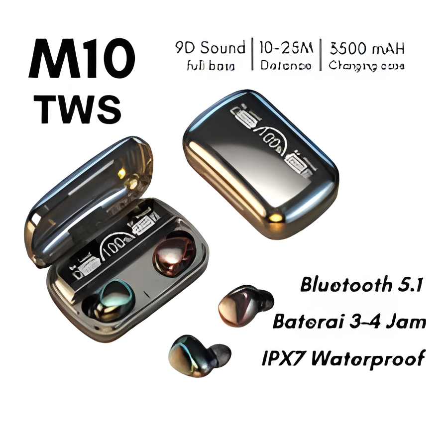 M10 Wireless Earbuds – Deep Bass Bluetooth Earphones with Touch Control & LED Display