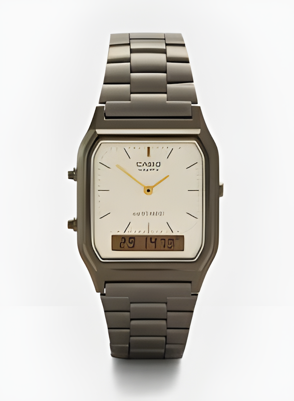 Vintage Dual Display Chain Watch – Retro Analog & Digital LED Bracelet Watch