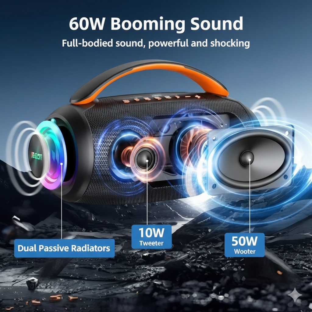 Hopestar A60 100W Portable Bluetooth Speaker – IPX6 Waterproof Outdoor Party Speaker with Powerful Bass