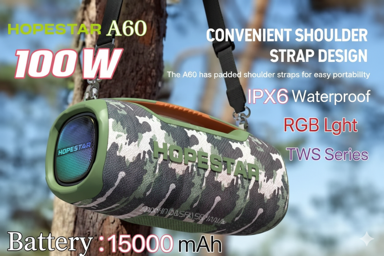 Hopestar A60 100W Portable Bluetooth Speaker – IPX6 Waterproof Outdoor Party Speaker with Powerful Bass