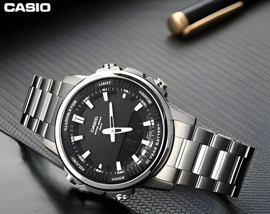 Casio AMW-880D Analog-Digital Watch – Dual Display, Stainless Steel Band & 100M Water Resistant
