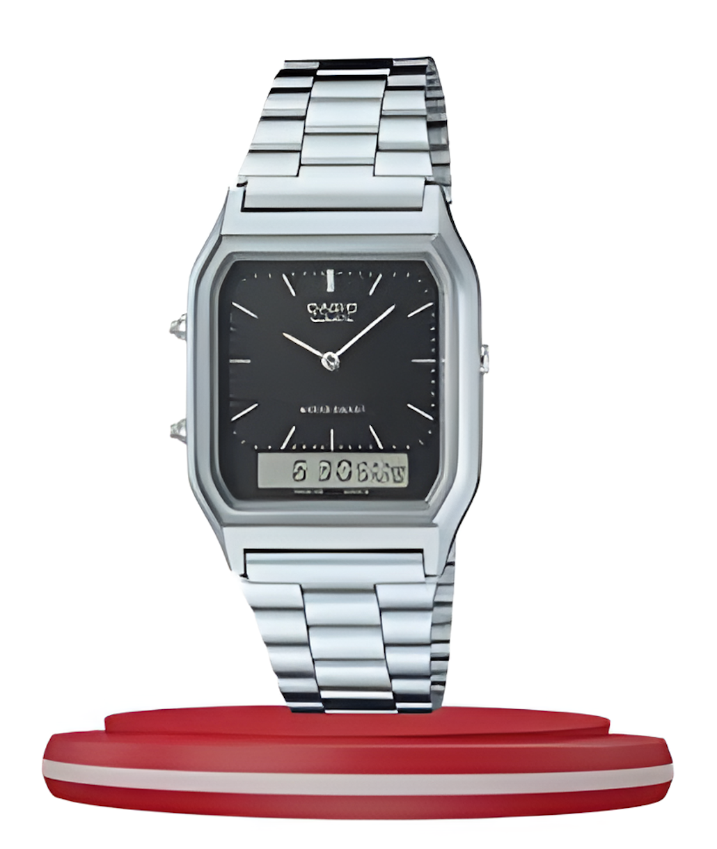 Vintage Dual Display Chain Watch – Retro Analog & Digital LED Bracelet Watch