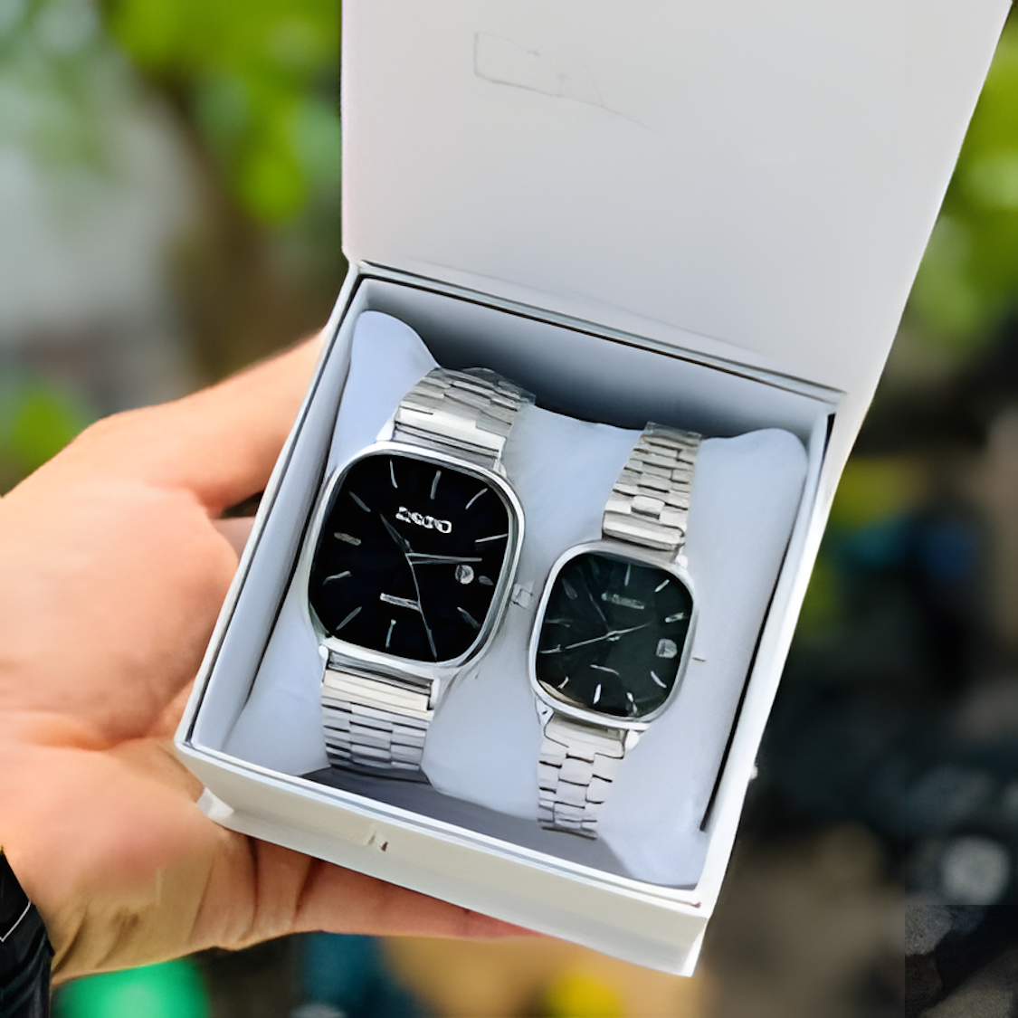 Casio A138 Couple Watch Set – Retro Digital + Analog Stainless Steel Watches for Him & Her