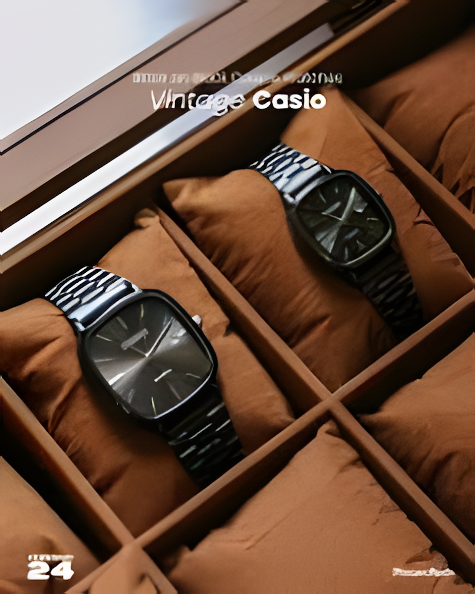 Casio A138 Couple Watch Set – Retro Digital + Analog Stainless Steel Watches for Him & Her