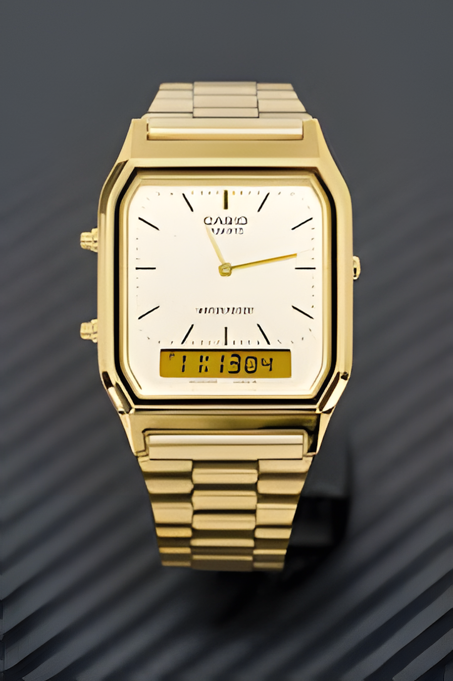 Vintage Dual Display Chain Watch – Retro Analog & Digital LED Bracelet Watch